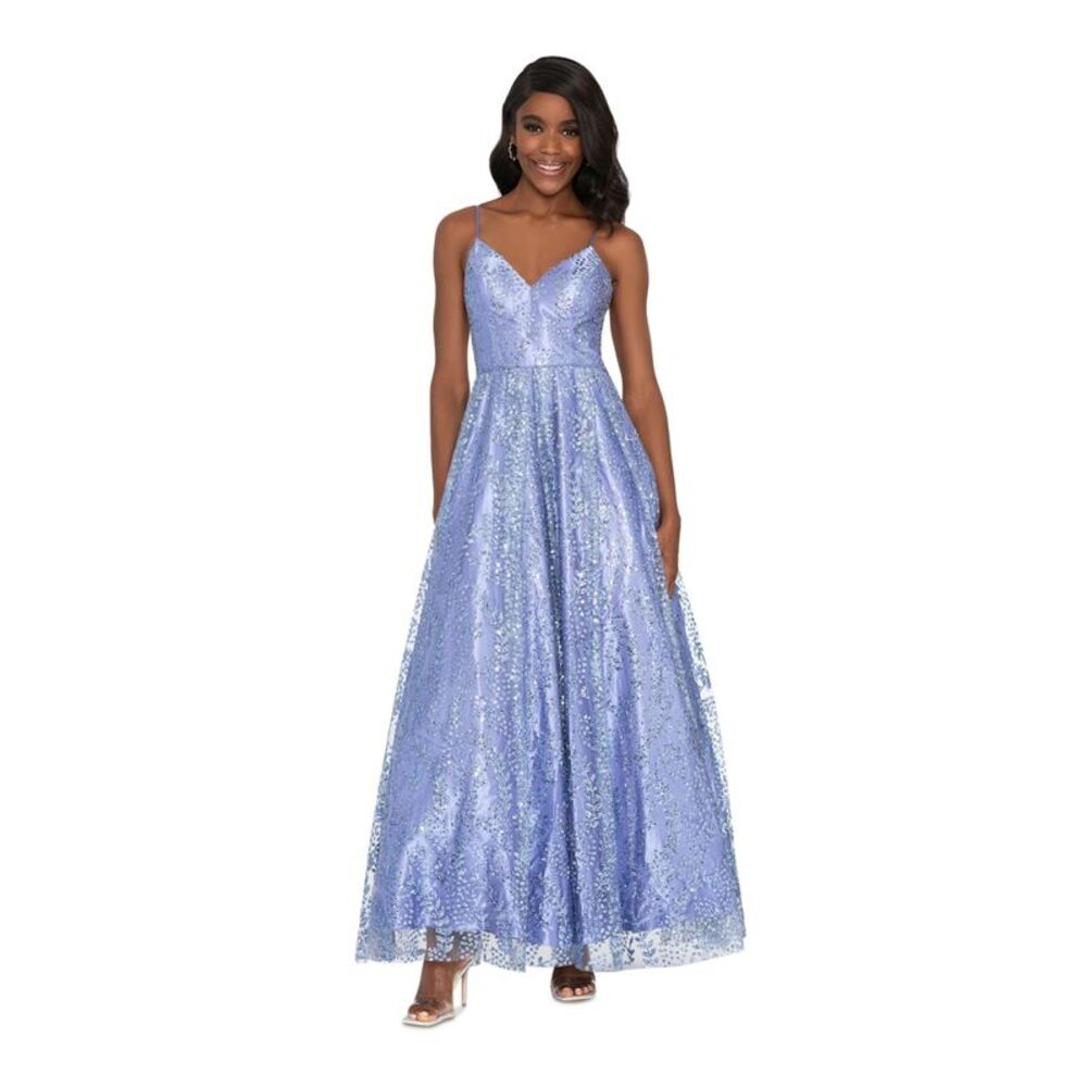 BLONDIE NITES Womens Dress Light Blue Lined Lace-up Back Juniors 0